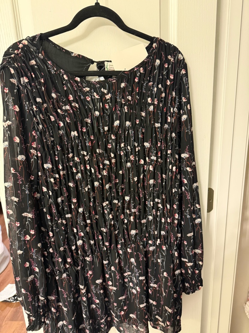 Love Riche Navy Top with Subtle Pink Stripes